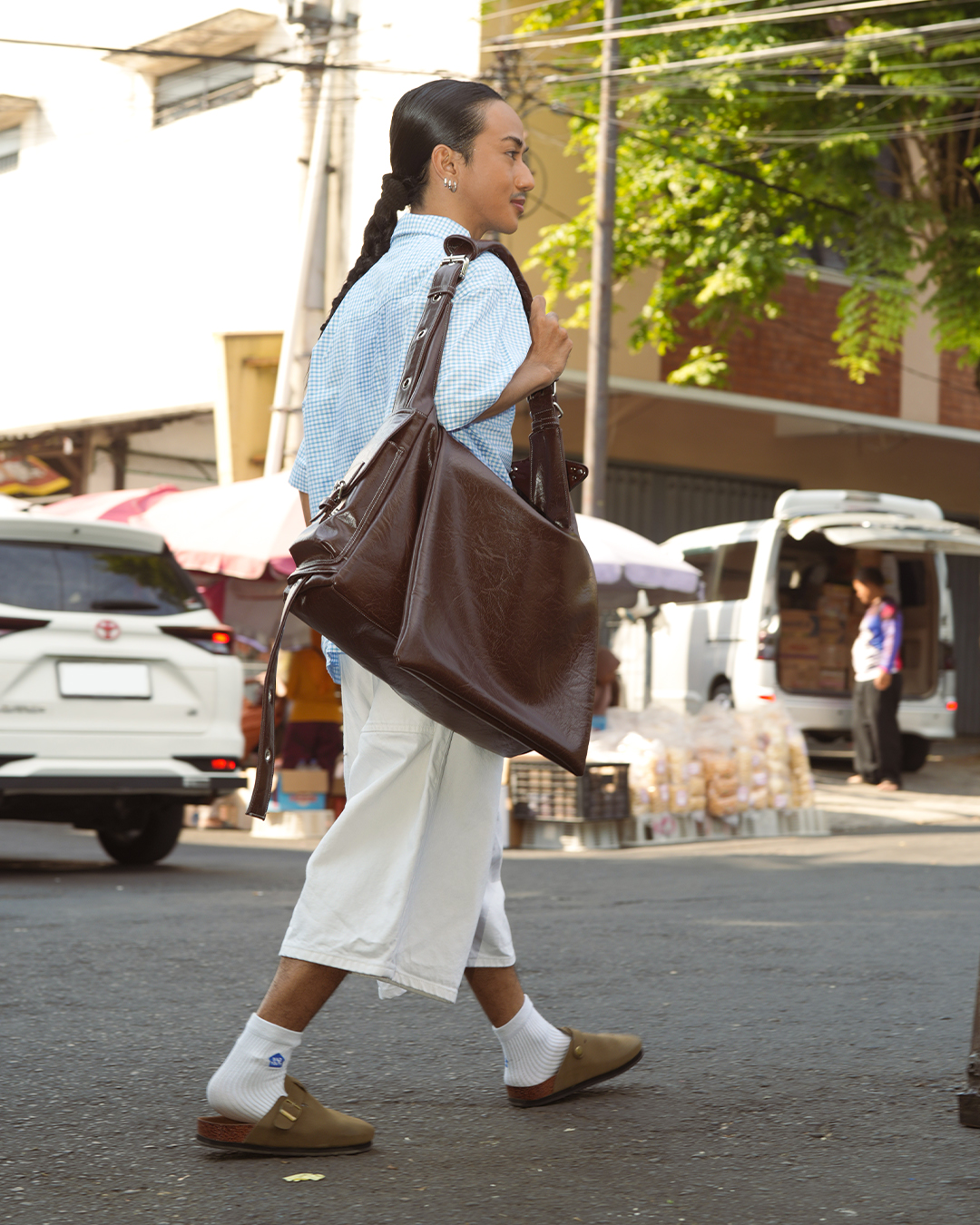 Tas handmade tas shoulder bag, tas sling bag Tako Bag - Piko Oversized warna Darkbrown berbahan synthetic leather 5